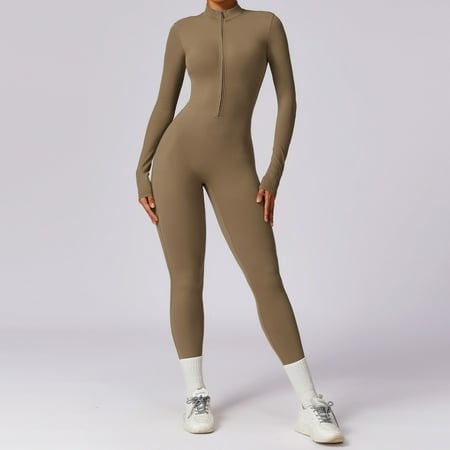 Zippered Long-sleeved Yoga Jumpsuit High-intensity Fitness Sports Jumpsuit 8306