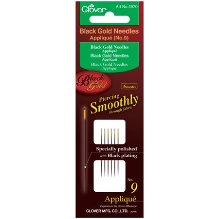 Clover Black Gold Applique/Sharps Needles No. 9/10/12  2/pkg