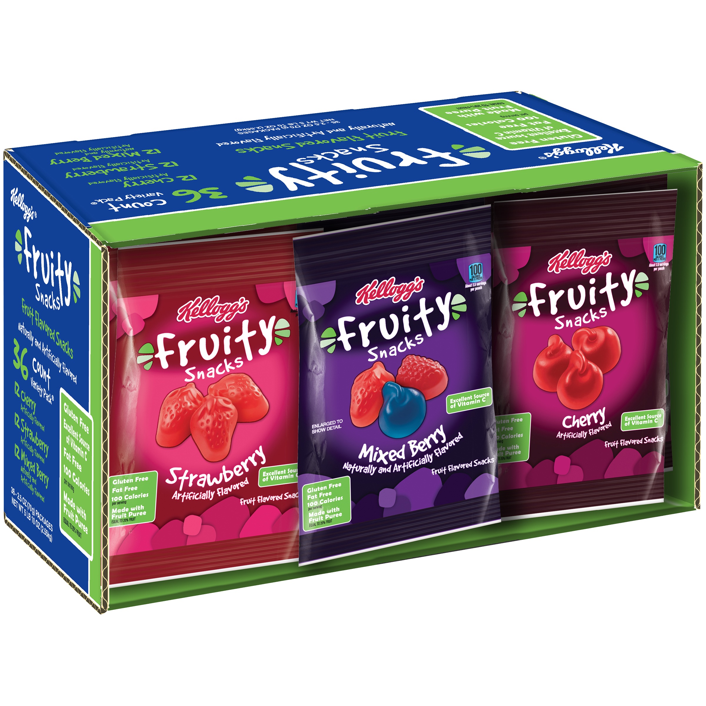 FODMAPs, Gluten & More Kellogg's Fruity Snacks Variety Pack, 36Count