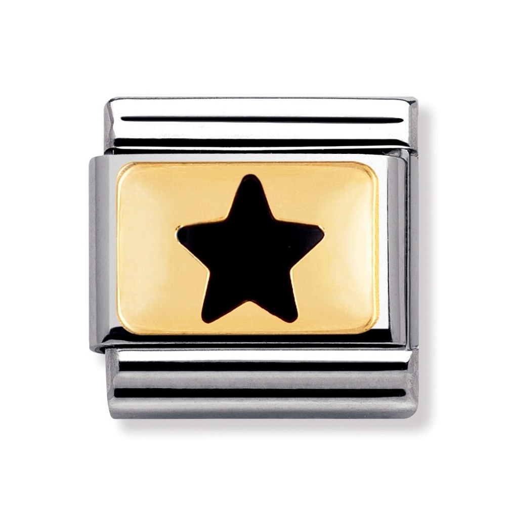 Nomination 030209/08 Charm Classic Gold Stern Schwarz Emailliert