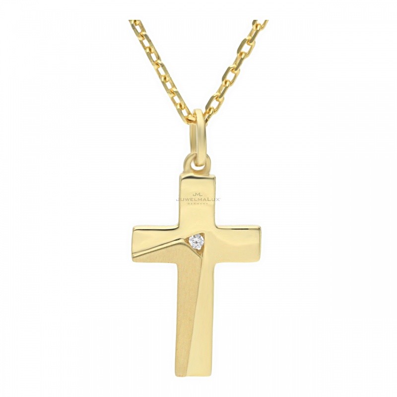 JuwelmaLux Kreuz Anhänger in 585er 14 Karat Gold Mit Brillant Jl20-02-0489