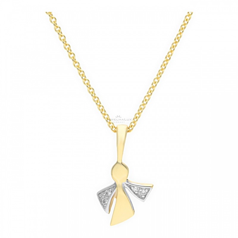 JuwelmaLux Schutzengel Anhänger 585er 14 Karat Gold Und WeiBgold Jl20-02-0492