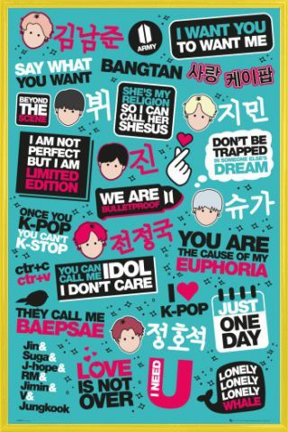 K-Pop Poster Und Kunststoff-Rahmen - Quotes (91x61 Cm)
