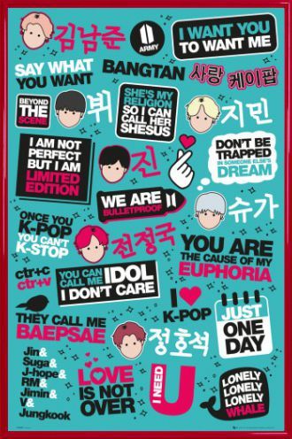 K-Pop Poster Und Kunststoff-Rahmen - Quotes (91x61 Cm)