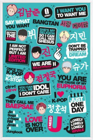 K-Pop Poster Und Kunststoff-Rahmen - Quotes (91x61 Cm)