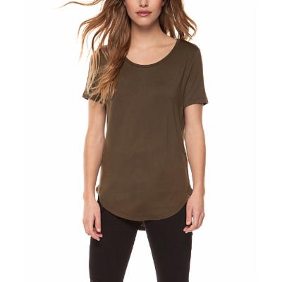 Khaki Round-Hem Tee - Women