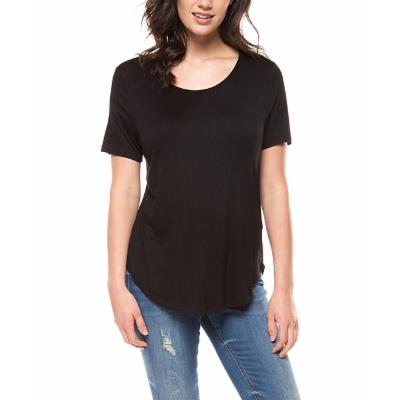 Black Round-Hem Tee - Women