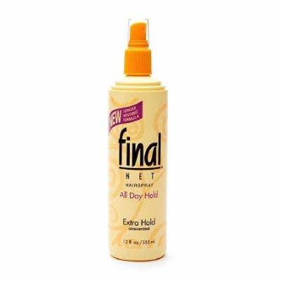 Final Net Unscented All Day Hold Hairspray, Extra Hold 12 Fl Oz (Pack of 6)