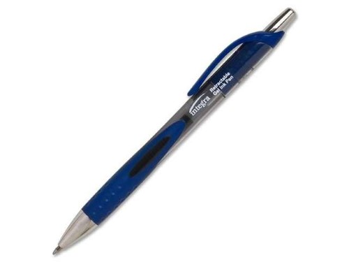 Integra Retractable Gel Pen - 0.5 Mm Pen Point Size - Blue Ink - Black Barrel - 12 / Dozen