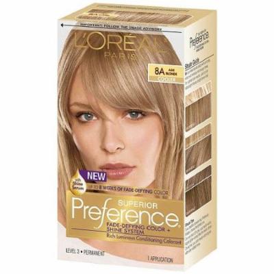 L'Oreal Paris Superior Preference Permanent Hair Color, Ash Blonde 8A 1.0 Ea(pack of 1)