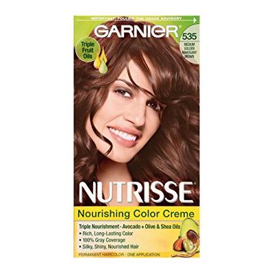 Garnier Nutrisse Permanent Haircolor, Med Golden Mahogany Brown 535 (Choc Caramel) 1.0 Ea(pack of 4)