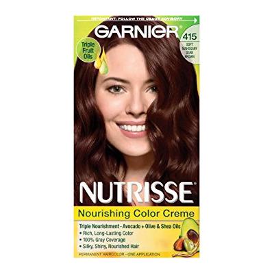 Garnier Nutrisse Permanent Haircolor, Soft Mahogany Dark Brown 415 1.0 Ea(pack of 12)