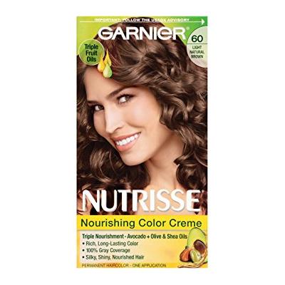 Garnier Nutrisse Permanent Haircolor, Light Natural Brown 60 (Acorn) 1.0 Ea(pack of 4)