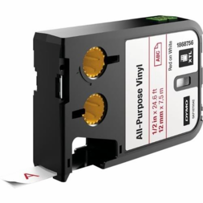 Dymo Corp 1868756 Dy Xtl 0.5 12mm Rd/wt Vinyl Cont Tape