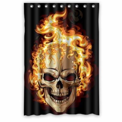 Ganma Charming Skull on Flaming Shower Curtain Polyester Fabric Bathroom Shower Curtain 48x72 Inches