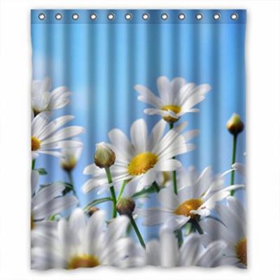 Ganma Charming Elegant Little White Flowers Shower Curtain Polyester Fabric Bathroom Shower Curtain 60x72 Inches
