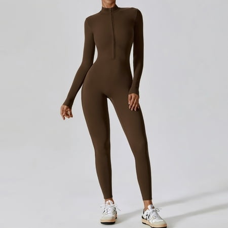 Zippered Long-sleeved Yoga Jumpsuit High-intensity Fitness Sports Jumpsuit 8306