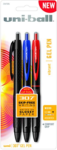 Uni-ball 307 Gel Pens, 0.5 Mm, Micro Point, Assorted Ink, 3/Pack thumbnail
