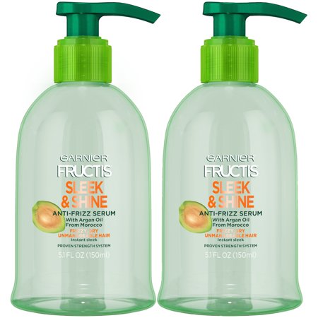 Garnier Fructis Sleek & Shine Anti-Frizz Serum for Frizzy  Dry Hair  Argan Oil  5.1 Fl Oz  2 Count (Packaging May Vary)