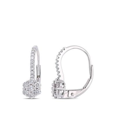 Belk & Co. White 0.5 Ct. T.w. Diamond Floral Earrings in 14k White Gold