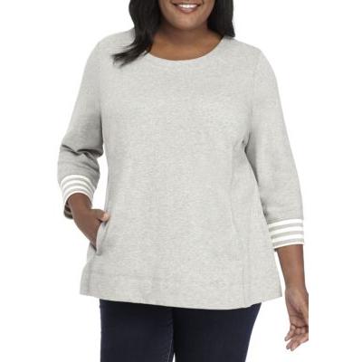 Kim Rogers Hthr Grey Plus Size 3/4 Sleeve Heather Promo Top