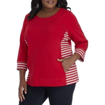 Kim Rogers Red/Grey Plus Size3/4 Sleeve Promo Top