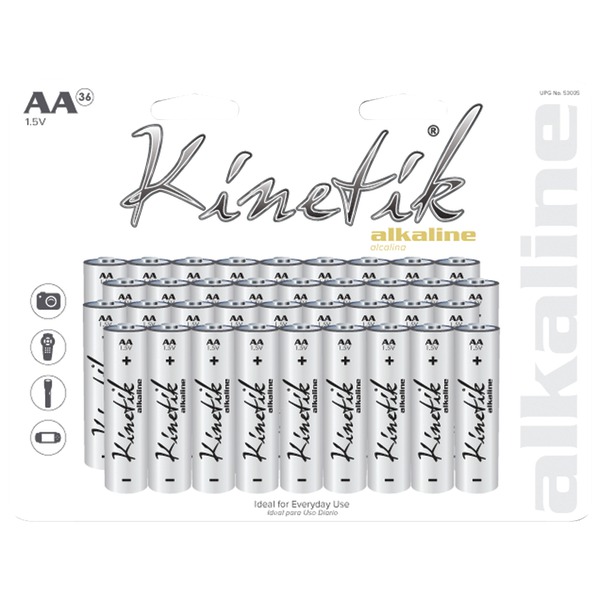 Kinetik 53335 Alkaline Batteries, AA, 36-Pack