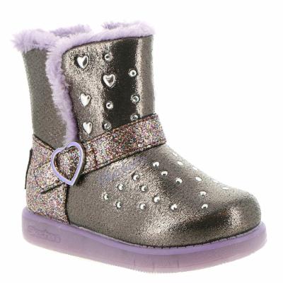 Skechers TBD 8/30 20058N Girls' Infant-Toddler Boot 8 M US Toddler Grey-Purple