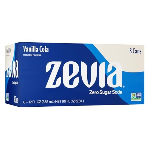 Zevia Zero Sugar Soda, Vanilla Cola, 12 Ounce Cans (Pack of 8)