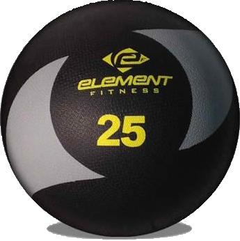 E-3070 Commercial Medicine Ball with PVC Rubber Construction and Textured Surface in Black - 25
