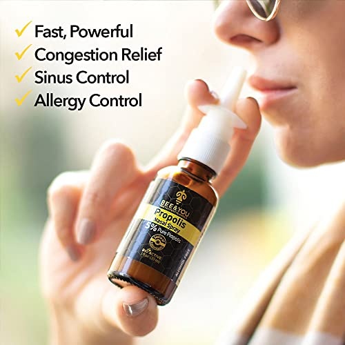 BEE and You Natural Propolis Nasal Spray 1 Fl Oz | Congestion Relief Drug Free & Alcohol Free Medical Grade Propolis Nose Drops, Sinus Relief, Allergy thumbnail
