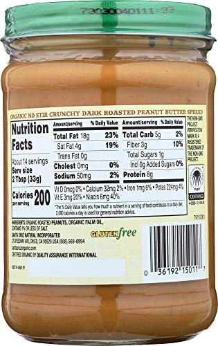 [PACK of 3] Santa Cruz Organic Crunchy Dark Roasted Peanut Butter - 16 Oz thumbnail