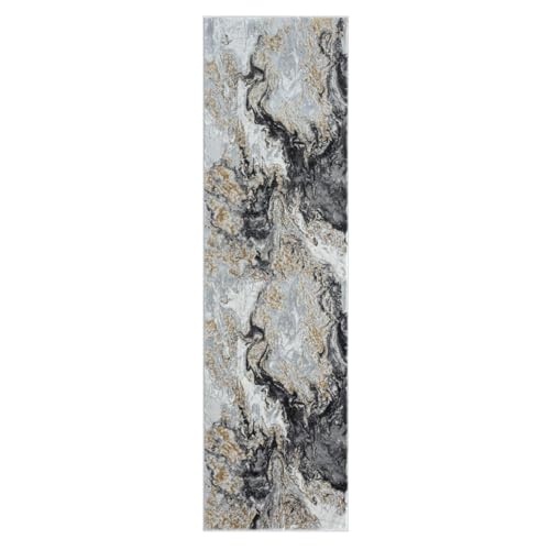 Luxe Weavers Marble Swirl Collection Smoke Abstract Area Rug 2x7