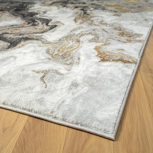 Luxe Weavers Marble Swirl Collection Smoke Abstract Area Rug 2x7