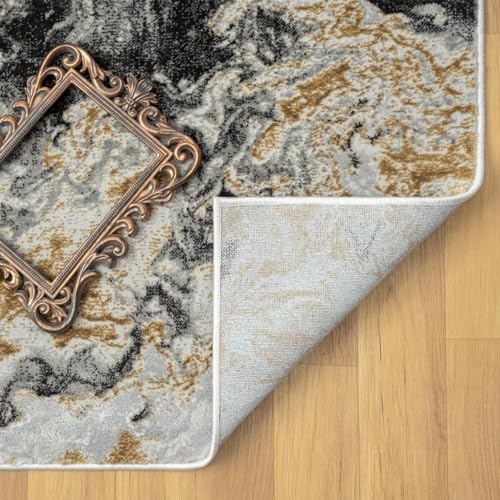 Luxe Weavers Marble Swirl Collection Smoke Abstract Area Rug 2x7