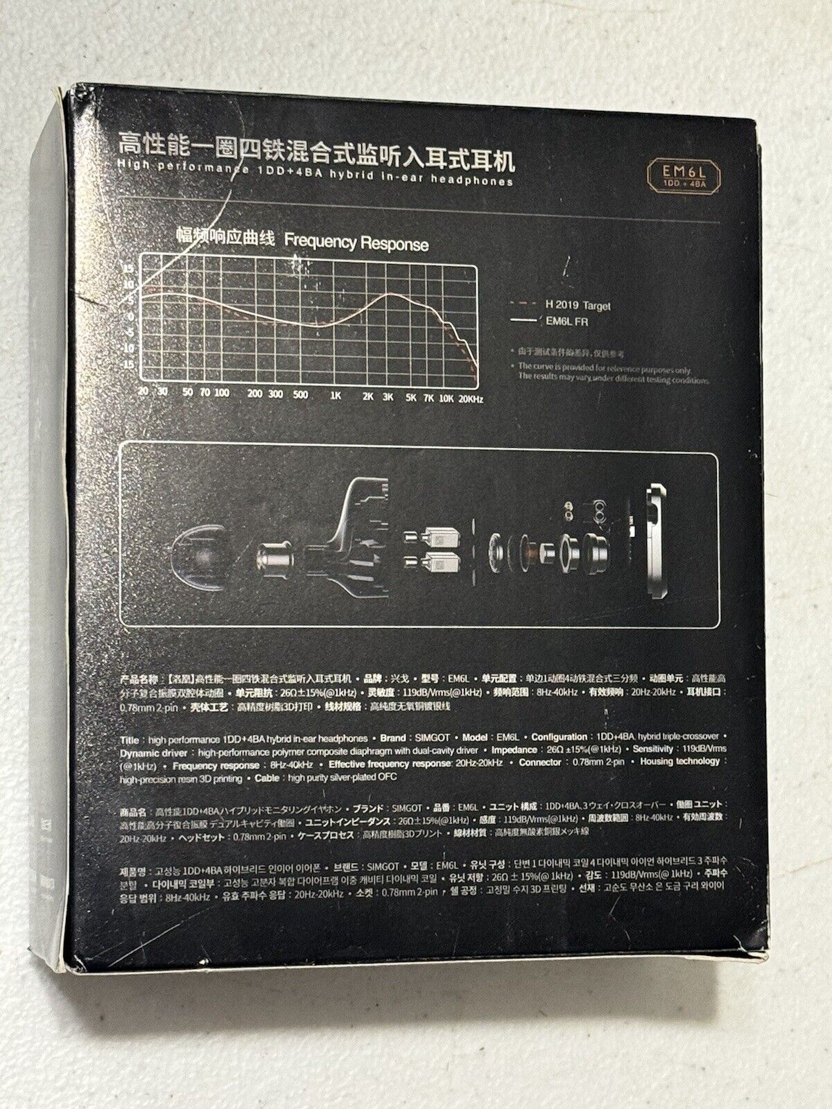 SIMGOT EM6L 1DD   4BA Gaming Earbud, HiFi IEM Earphone *Open Box*