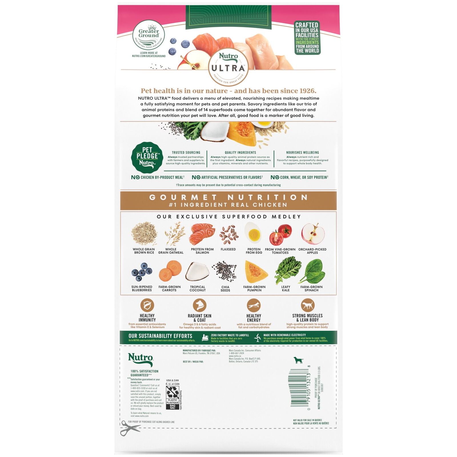 Nutro Ultra Adult Small Breed Dry Dog Food  Chicken  Lamb and Salmon Protein Trio  3.5 Lb Bag thumbnail