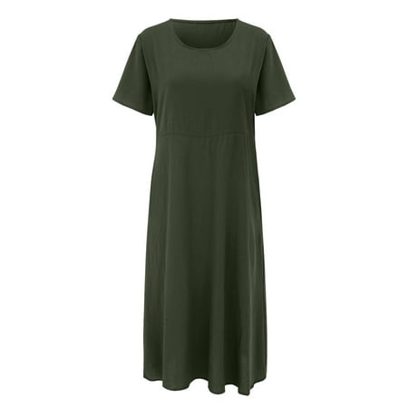 Rrunsv Dresses for Women Womens Summer Casual Dresses Sleeveless Spaghetti Strap Smocked Beach Long Maxi Dress Green XXL
