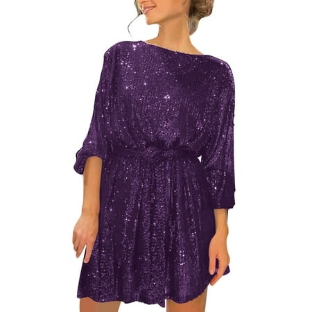 Rrunsv for Women 2024 Trendy Summer Cute Floral Flowy Sundressses Beach Dress for Women Purple XXL