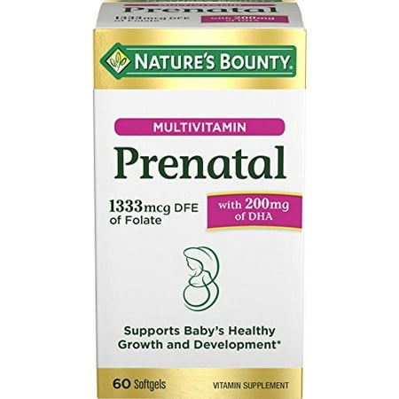 Nature S Bounty Prenatal Multivitamin with 200 Mg DHA Softgels  60 Count