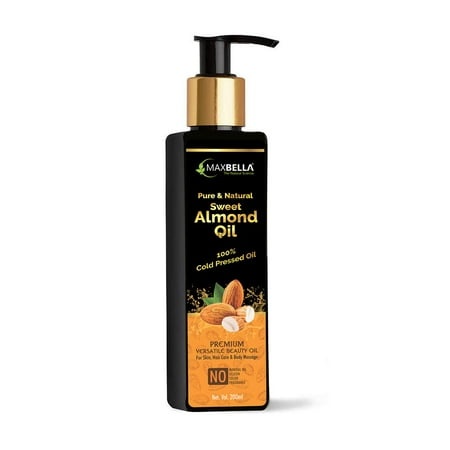 MaxBella® Sweet Almond Oil 100% Pure & Natural Cold Pressed for Hair Growth  Face Care & Massage Oil (200ml)