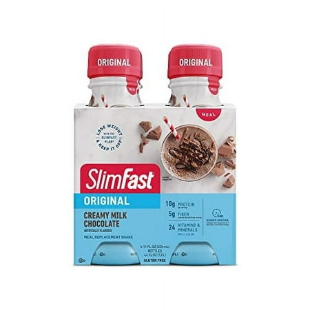 SlimFast Meal Replacement Shake  Original Creamy Milk Chocolate  10g of Ready to Drink Protein for Weight Loss  11 Fl. Oz Bottle  4 Count (Packaging M