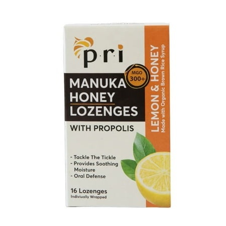 Pri Manuka Honey Lozenges with Propolis Soothing Cough and Throat Drops  Lemon  16 Ea  3 Pack