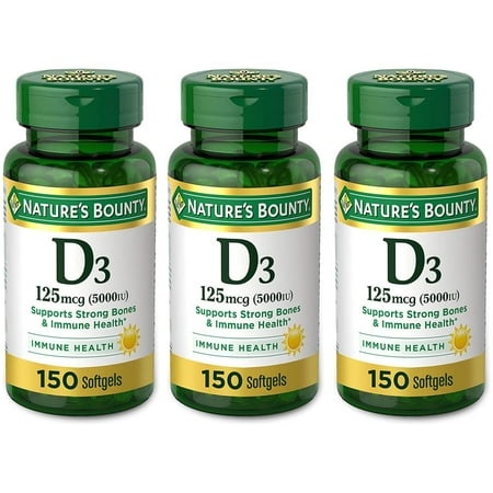 Nature S Bounty Vitamin D3 125 Mcg-5000 IU Softgels  Maximum Strength 150 Ea ( Pack of 3)