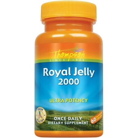 Thompson Royal Jelly Ultra Potency  2000 Mg | Protein-Based Bee Product | Natural Source of Trace Vitamins & Minerals | 60 Vegetarian Capsules