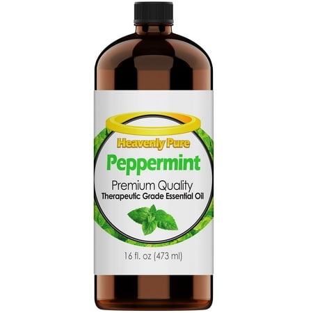HEAVENLY PURE Peppermint Essential Oil (Huge 16 Ounce  Bulk Size) - Pure & Natural Sweet Aroma - Therapeutic Grade - Great for Aromatherapy