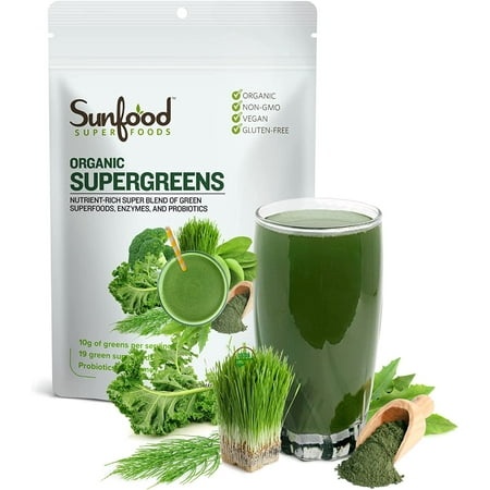 Super Greens Powder | 8 Oz  22 Servings | Organic Green Juice/Smoothie Mix W/Digestive Enzymes & Probiotic for Gut Health