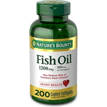 FIsh Oil by Nature S Bounty  Dietary Supplement  Omega 3. Supports Heart Health  1200 Mg  200 Rapid Release Softgels