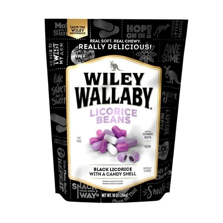 Wiley Wallaby 10 Ounce Classic Black Gourmet Australian Style Soft Chewy Licorice Candy Beans (1 Pack) Classic Black 10 Ounce (Pack of 1)