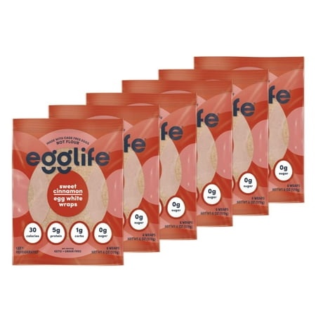 Egglife Egg White Wraps  Sweet Cinnamon  Egg White Wraps  36 Total Wraps (6-6 Packs) - Gluten Free  Dairy Free  No Flour  Sugar Free  Keto Friendly  P